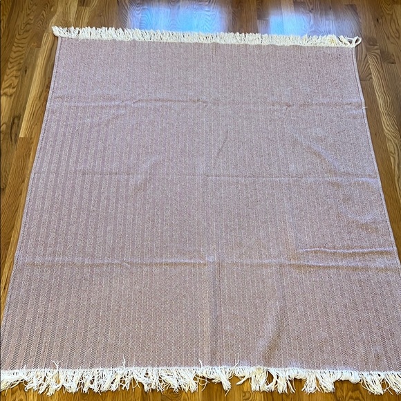 SFERRA Burgundy and Ivory Herringbone Throw - Picture 3 of 5